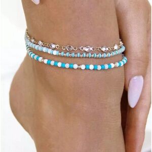 ETTIKA
Turquoise and Imitation Pearl Anklet Set